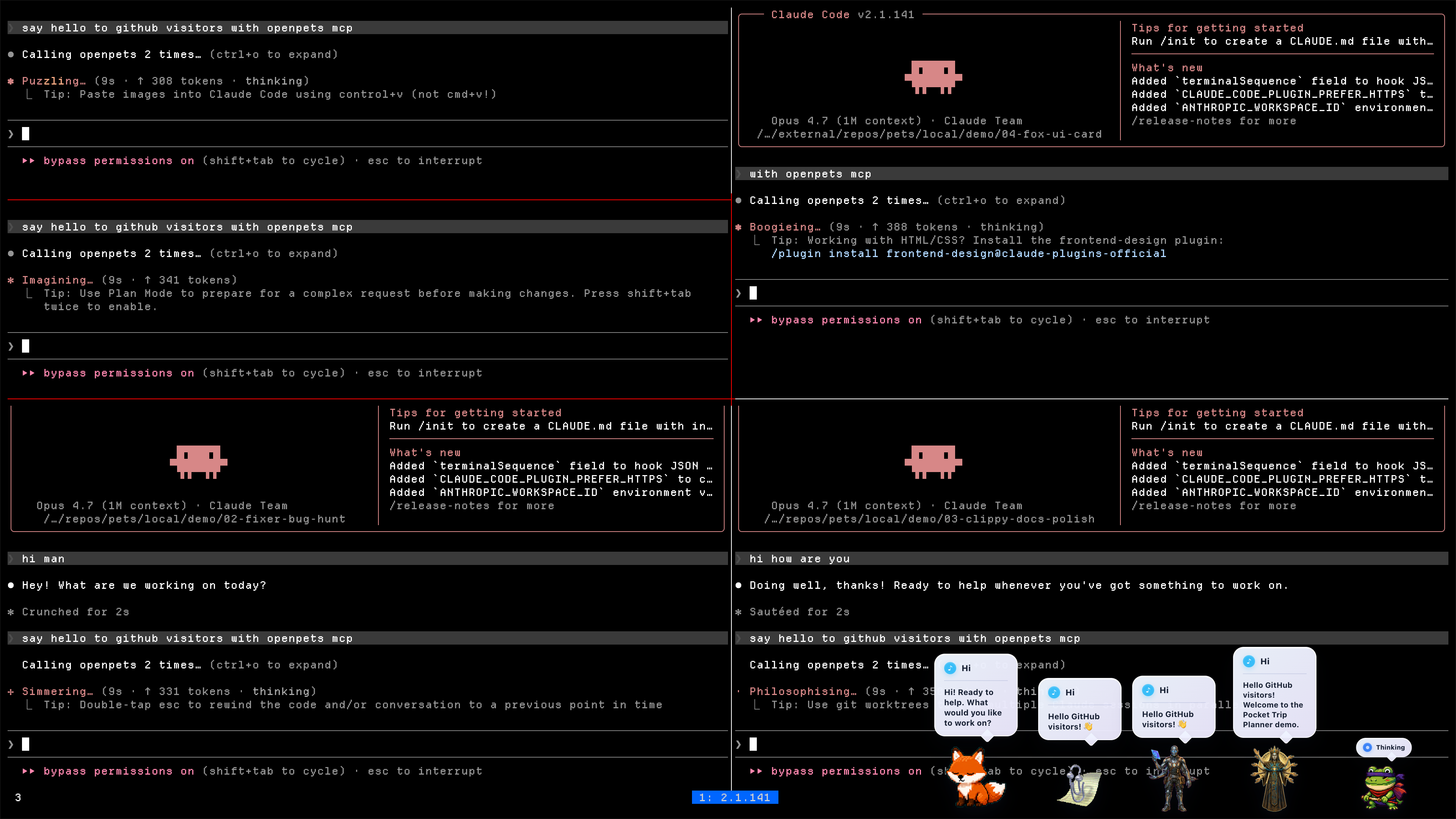 FamiliarOS reacting across multiple coding agent sessions